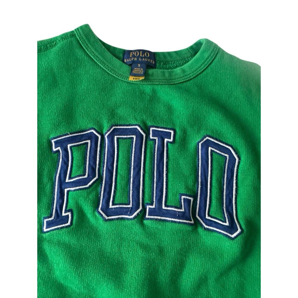 Polo Ralph Lauren fleece crewneck sweatshirt kelly green childs sz 5 Logo #5383 - Picture 2 of 8
